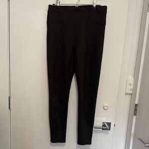 SPANX Black Leggings with Red Logo Tag